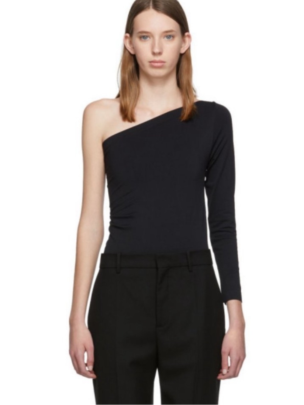NWT Helmut Lang Asymmetrical One-Shoulder Black Top Size M/L